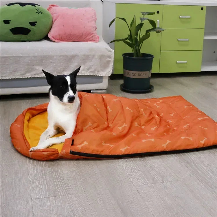 Sovsäck för hund med benmönster