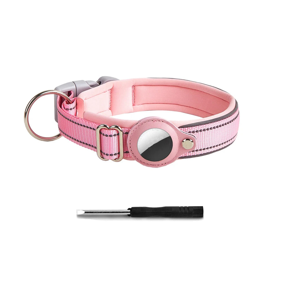 Vadderat reflexhalsband med AirTag-hållare