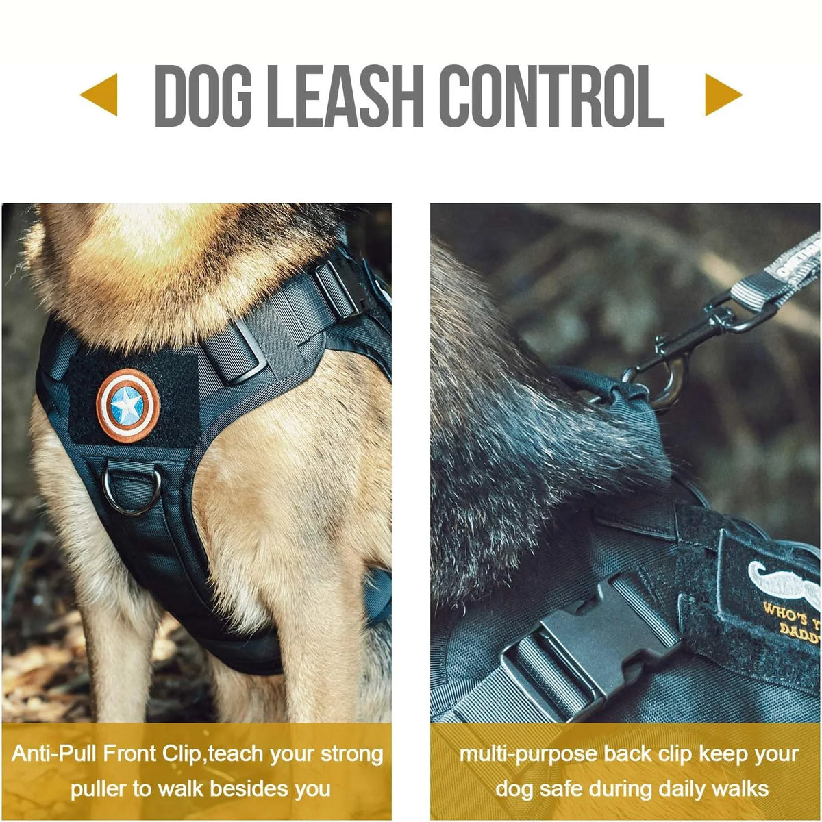 Hundsele med handtag och kardborrepaneler