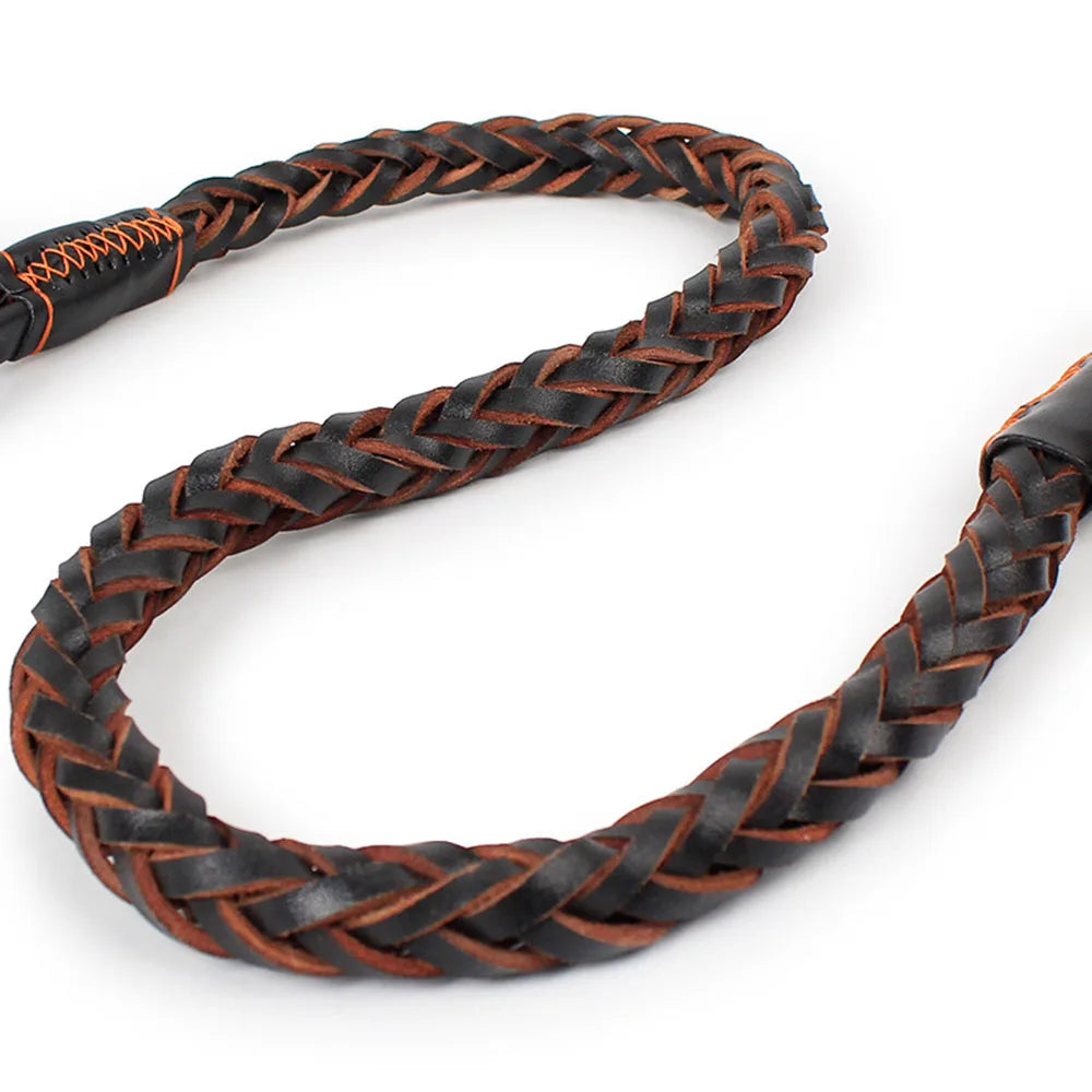 Flätat läderkoppel med metallfjäder