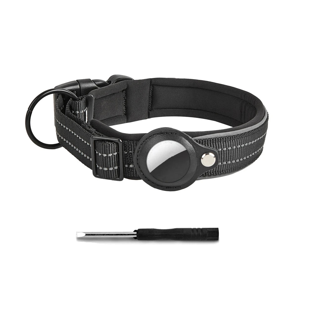 Vadderat reflexhalsband med AirTag-hållare