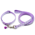 Halsband och koppel med tassmotiv